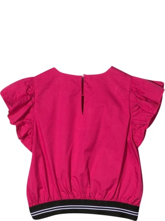 MSGM Fuchsia Teen Blouse With Black Logoed Band