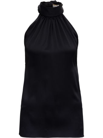 Saint Laurent Black Cotton Turtleneck Top