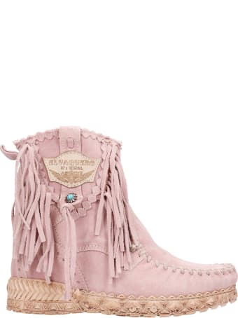 El Vaquero Cloe Ankel Boots Inside Wedge In Rose-pink Suede