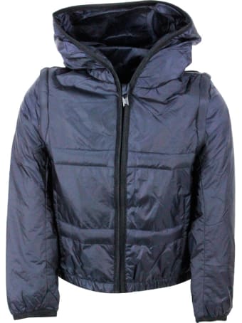 Emporio Armani Nylon Jacket With Hood And Detachable Sleeves