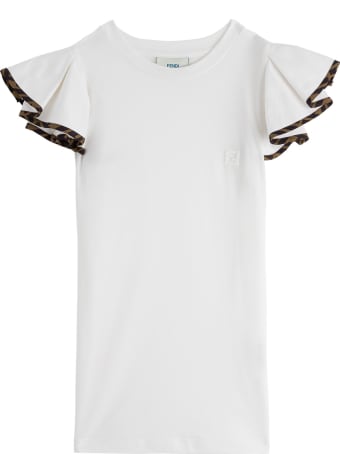 Fendi Cotton Dress With Flounced Sleeves