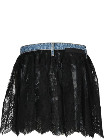 Ben Taverniti Unravel Project Unravel Reverse Lace Denim Skirt