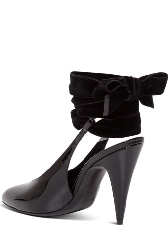 Saint Laurent Kika 95 Slingback In Black Patent