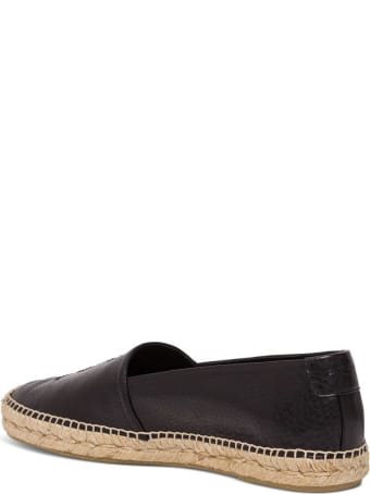 Saint Laurent Espadrilles In Black Leather With Logo