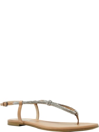 Ninalilou Nude Leather Flat Sandals