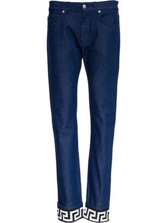 Versace Denim Jeans With Greca Detail