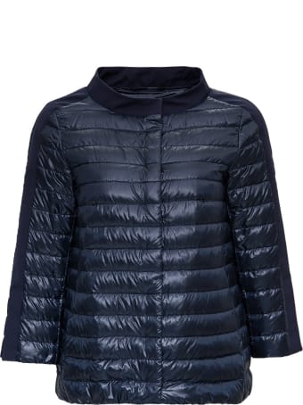 Herno Blue Nylon Crater Neck Cape