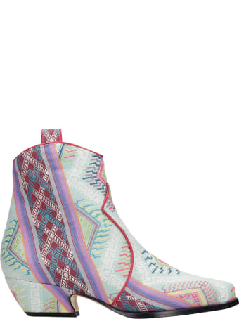 Bams Texan Ankle Boots In Multicolor Fabric