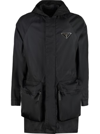 Prada Hooded Long Nylon Windbreaker