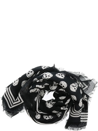 Alexander McQueen Ca Biker Skull Print Scarf