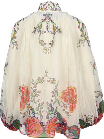 Zimmermann The Lovestruck Blouson Blouse In Natural Paisley Floral