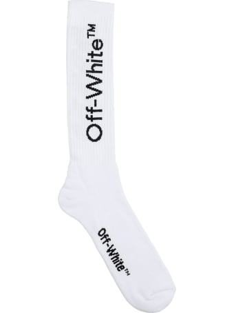 Off-White Diag Socks In White Cotton