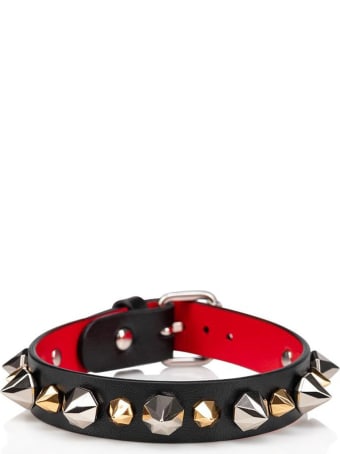 Christian Louboutin M Loublink 15 Calf/paris/spikes Rock Mix Black Leather Bracelet