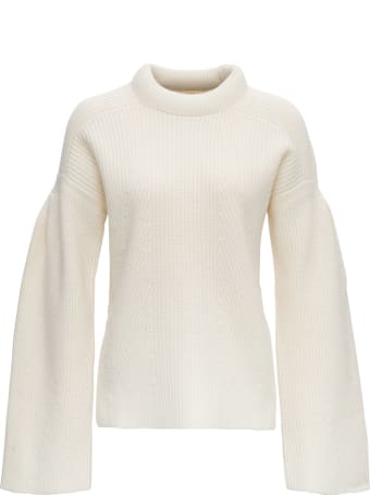 Loulou Studio Swaeter In Wool With Funnel Neck And Flared Sleeves