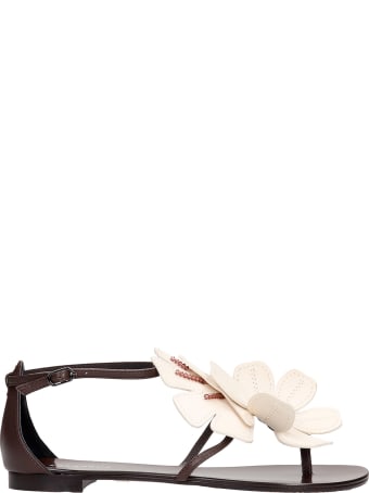 Lola Cruz Flats In Beige Leather