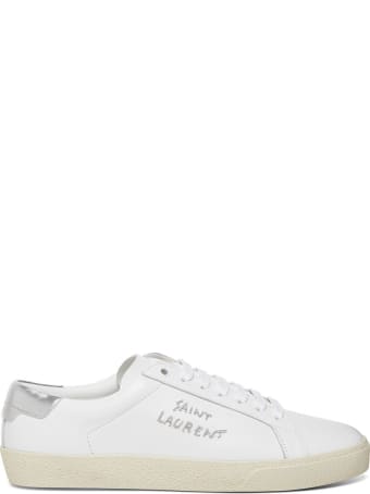 Saint Laurent Court Classic Sl / 06 Sneaker In Leather With Metallic Logo