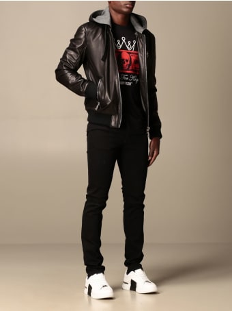Philipp Plein Jacket Philipp Plein Leather Bomber Jacket With Detachable Hood