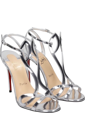 Christian Louboutin Double L 100 Sandals In Silver Leather
