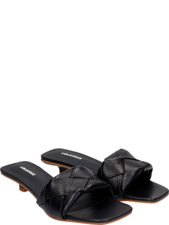 Lola Cruz Flats In Black Leather