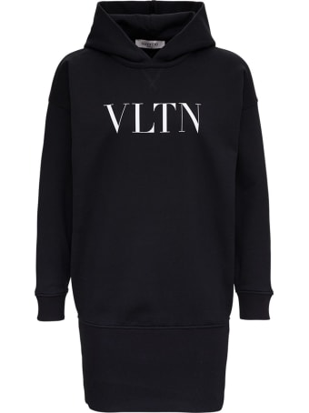 Valentino Hooded Dress With Logo Print