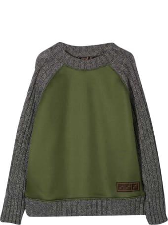 Fendi Gray And Green Sweatshirt