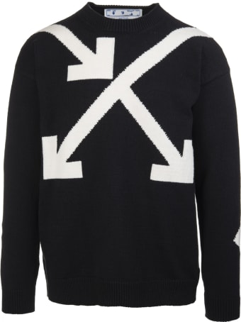 Off-White Man Black Pullover With Intertwined Arrows