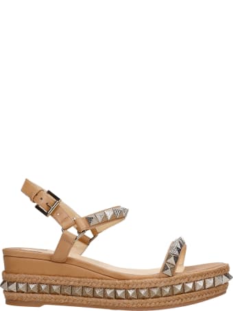 Christian Louboutin Pyraclou 60 Wedges In Beige Leather