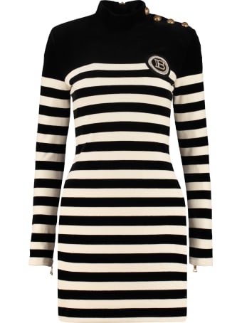 Balmain Striped Knit Dress