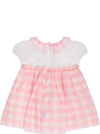 Blumarine White And Pink Dress For Baby Girl With Logo