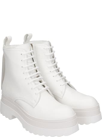 RED Valentino Combat Boots In White Leather