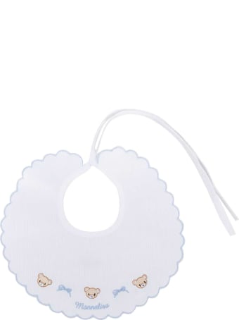 Monnalisa Sky Blue Bib With Embroidery