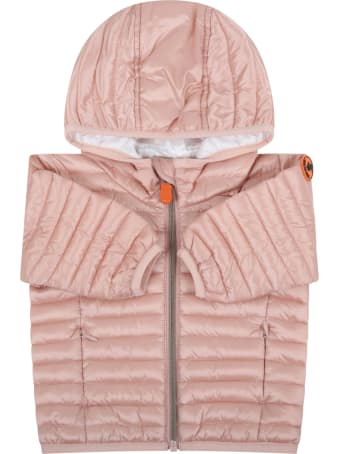 Save the Duck Pink Jacket For Babygirl With Iconic Patch