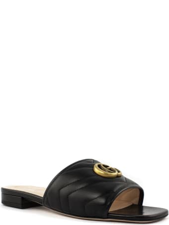 Gucci Black Matelassé Leather Slide