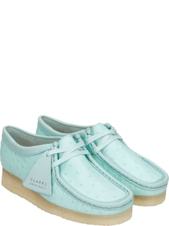 Clarks Wallabee Lace Up Shoes In Green Leather