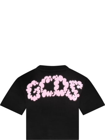 GCDS Mini Black T-shirt For Girl With Cherry