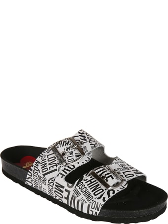Love Moschino Double Buckled Strap Logo Flat Sandals