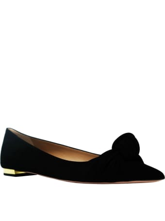 Aquazzura Black Suede Kiki Flat