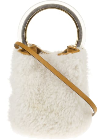 Marni White Shearling Pannier Bag