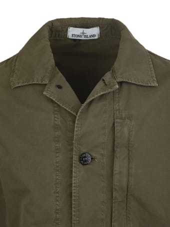Stone Island Army Green Tela Cotton Overshirt Jacket