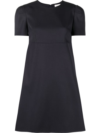 Alexander McQueen Blue Wool Dress With Short Puff Sleeves
