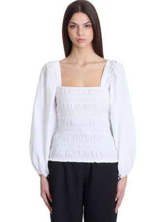 Ganni Topwear In White Cotton