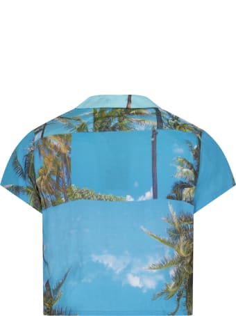 Natasha Zinko Light Blue Shirt For Kids With Colorful Prints