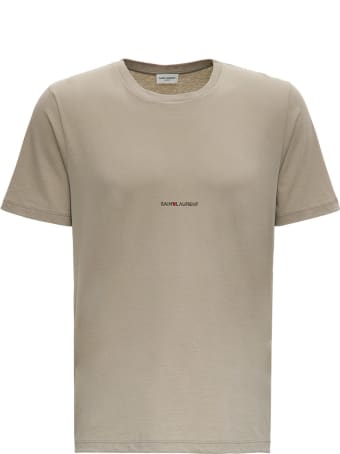 Saint Laurent Beige Jersey T-shirt With Logo Print