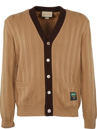 Gucci Ribbed Knit V-neck Cardigan