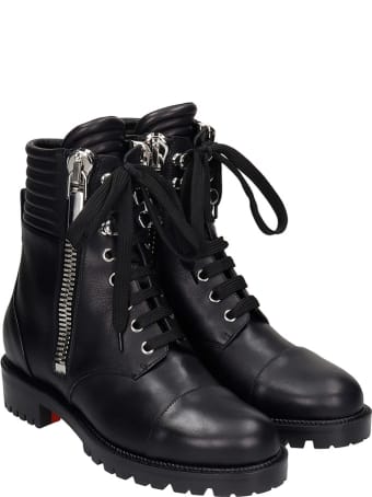 Christian Louboutin En Hiver Combat Boots In Black Leather