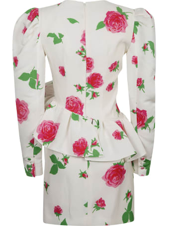 Alessandra Rich Rose Print Faille Mini Dress