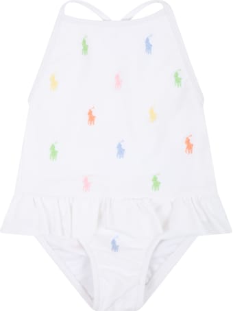 Ralph Lauren White Swimsuit For Babygirl