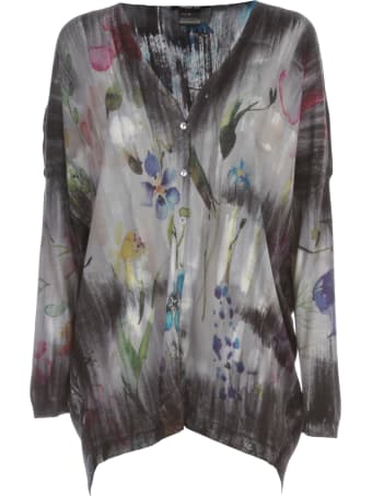 Avant Toi V Neck Flower Print Long Cardigan