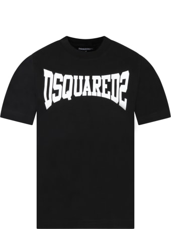Dsquared2 Black T-shirt For Boy With Logo
