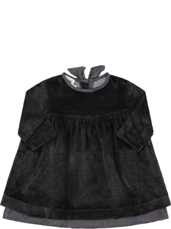 Caffe' d'Orzo Grey "enza" Dress For Babygirl With Bow